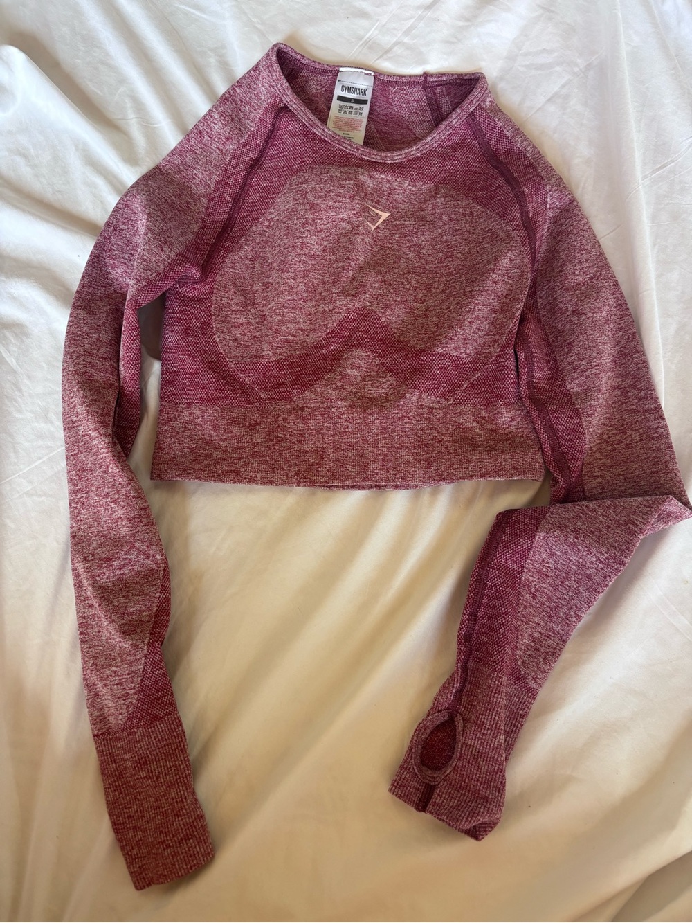 Gymshark Heather Berry Long Sleeve Seamless Crop Top